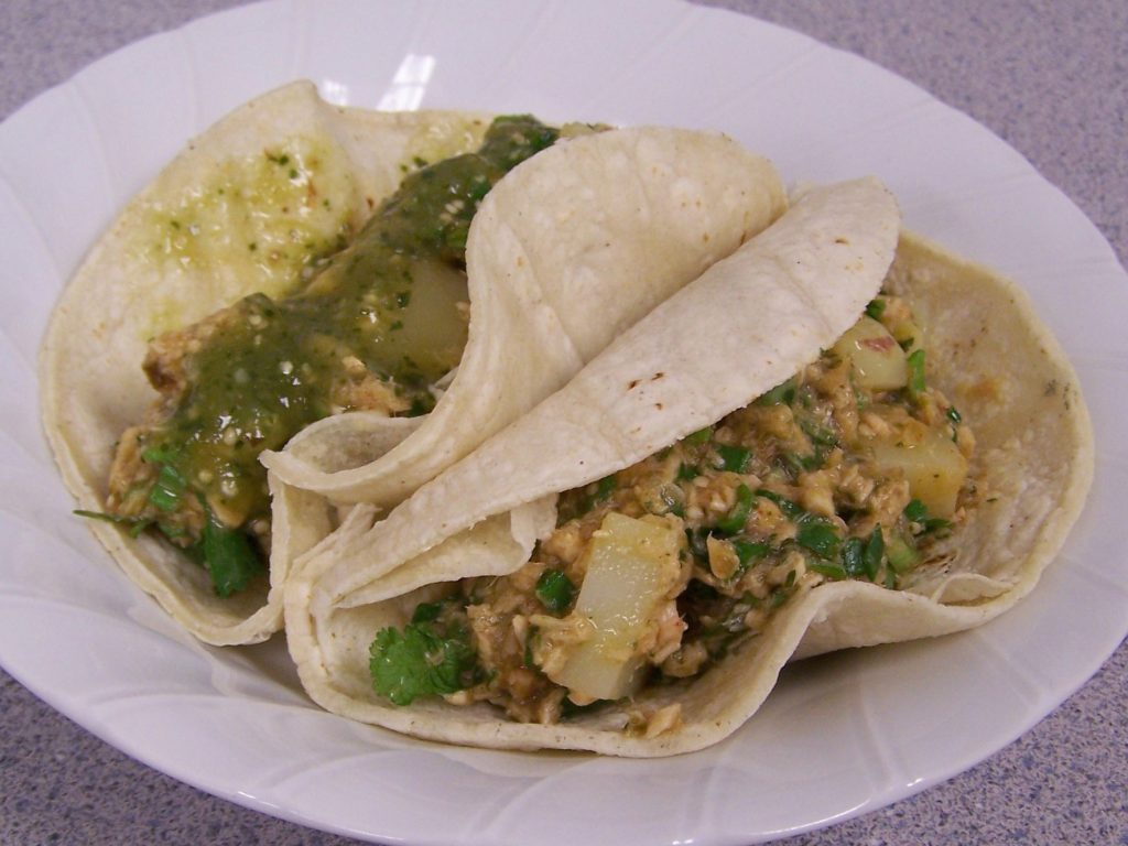 Salmon Tacos with Tomatillo Salsa